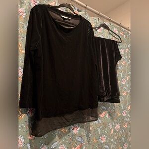 Chico's Black Velvet Travelers Long Sleeve Top and matching pants new without